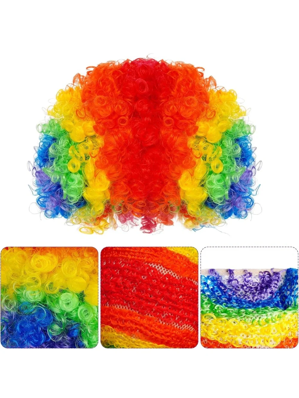 Kids Rainbow Clown Costume Set with Wig, Bow Tie, Nose & Gloves